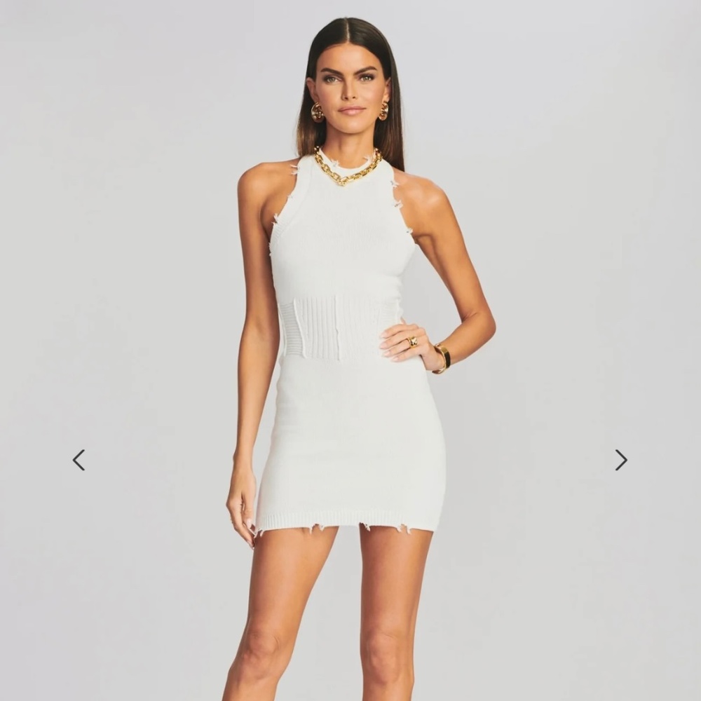 SER.O.YA Kade Dress White Ribbed Halter Mini Dress